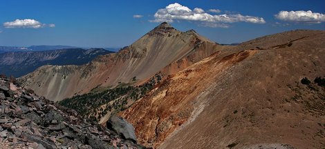 Looking east from a ridge near Cispus Basin in the Goat Rocks Wilderness