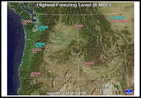 NW USA Current Freezing Levels